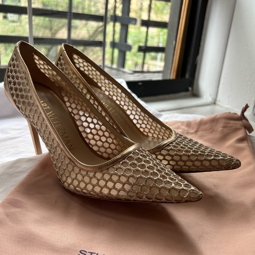 Stuart Weitzman Gold Honeycomb Heels